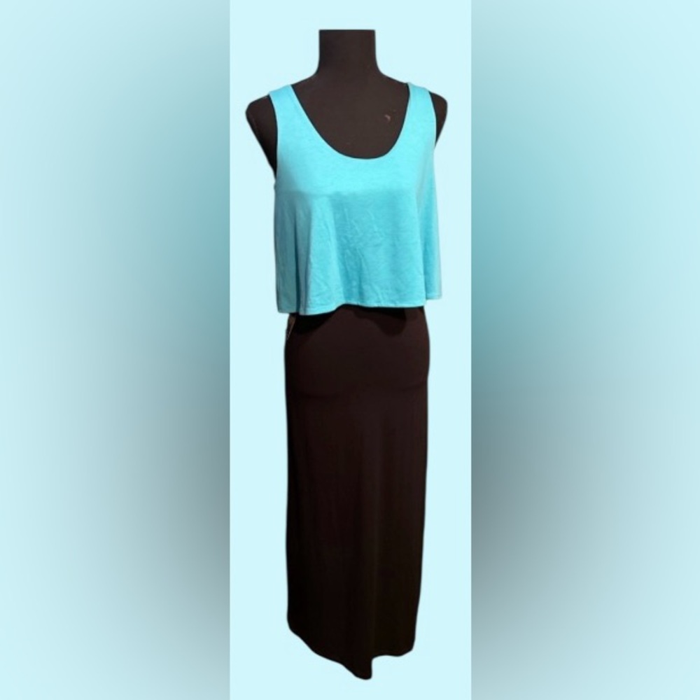 The Limited Aqua and Black Maxi Dress